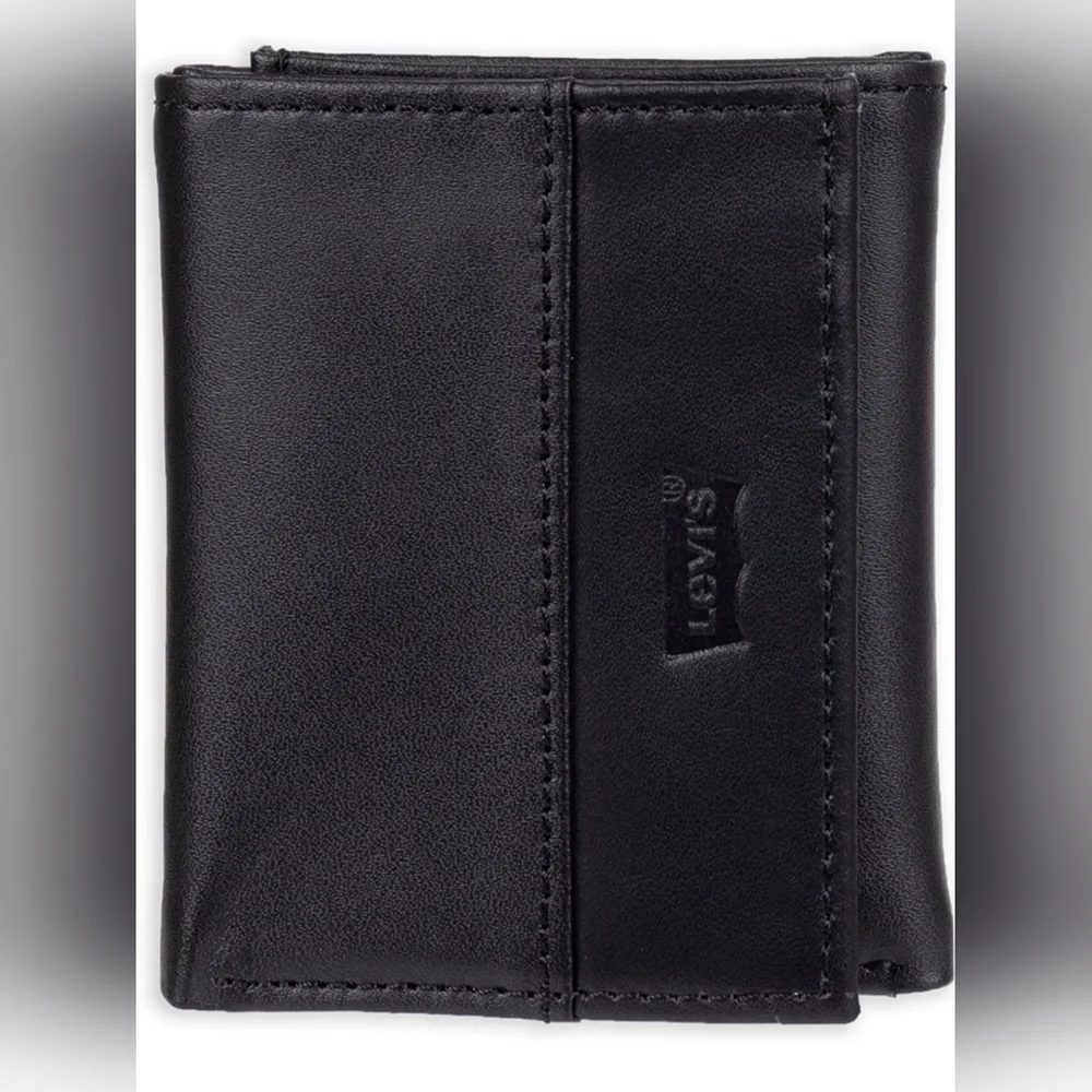 New Black Levi's Men's Trifold Sleek and Slim wallet